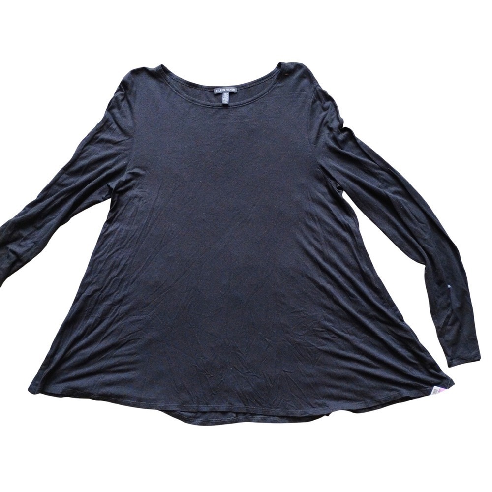 New Condition Eileen Fisher Black Long Sleeve Top Viscose Spandex Women's Medium